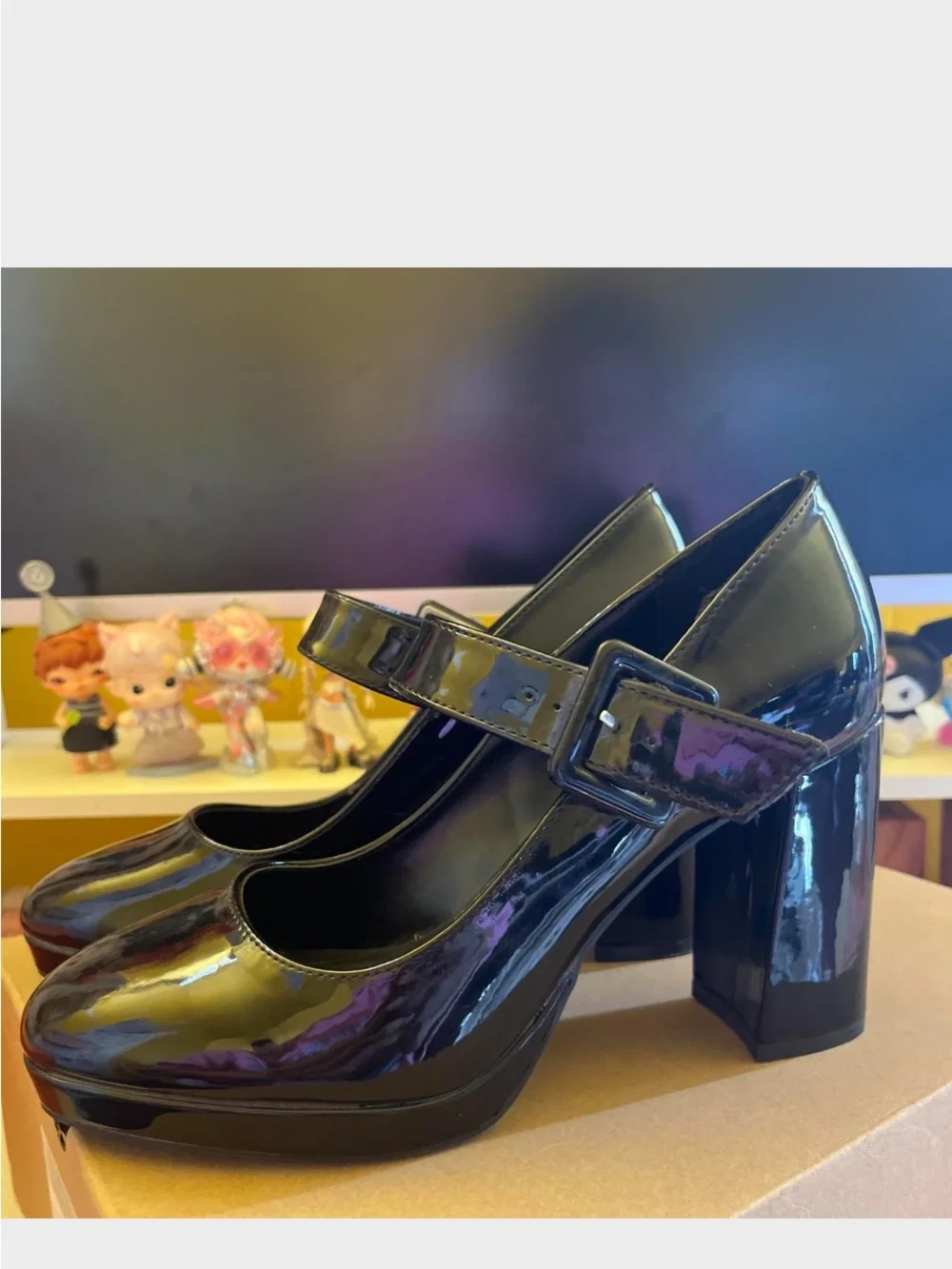 Madden Girl Black Patent Mary Jane Chunky Heels - Picture 3 of 3